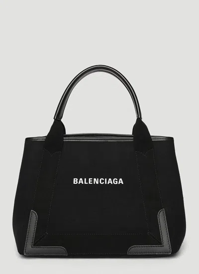 Balenciaga Women Navy S Cabas Tote Bag In Black