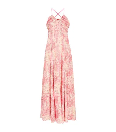 Max & Co Silk-blend Metallic Printed Dress In Pink