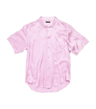 Balenciaga Silk Oversized Shirt In Pink