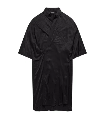 Balenciaga Logo-jacquard Wrap Dress In Black