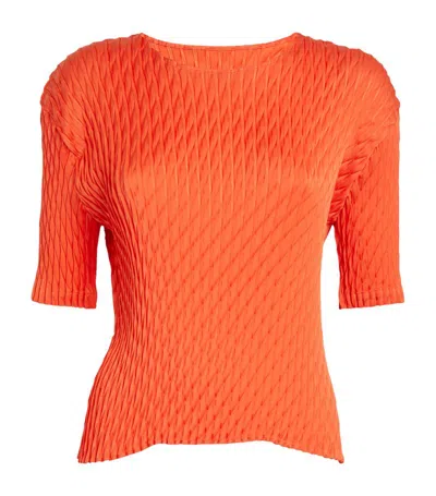 Issey Miyake Diffused Pleats T-shirt In Orange