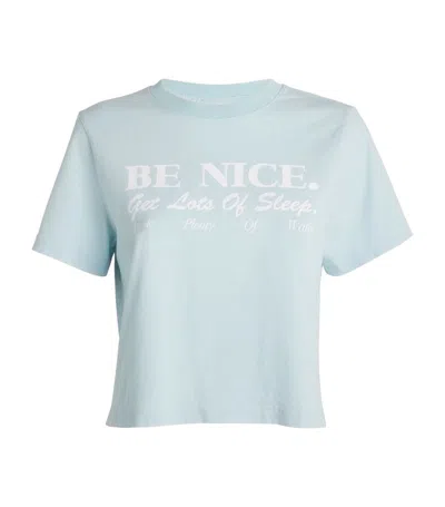 Sporty And Rich Cotton Be Nice Crop Top In Blue