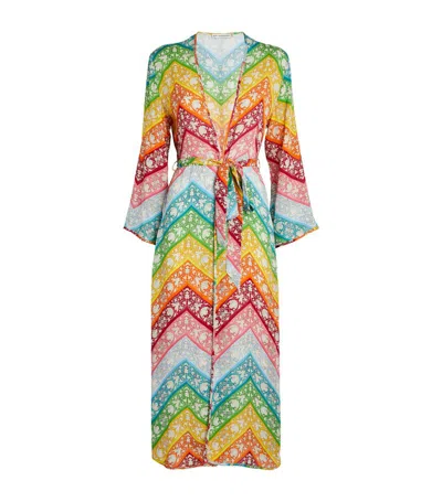 Mary Katrantzou Rainbow Wrap-around Kimono Maxi Dress In Multi