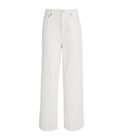 Agolde Low-rise Wide-leg Jeans In White
