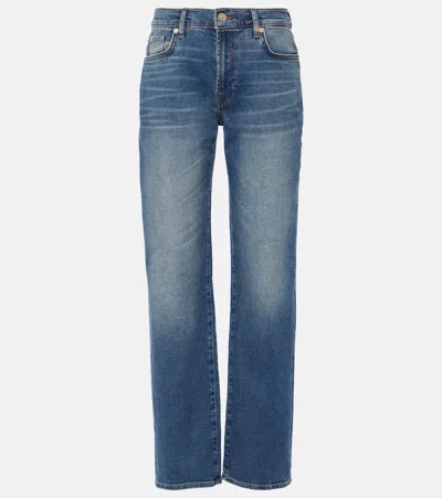 7 For All Mankind Ellie High-rise Cotton-blend Straight Jeans In Blue