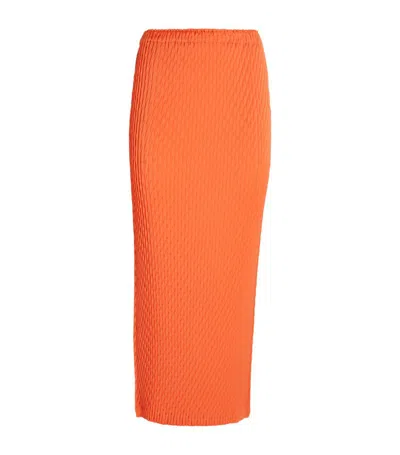 Issey Miyake Diffused Pleats Maxi Skirt In Orange