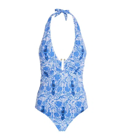 Heidi Klein Lake Como U-bar Swimsuit In Blue