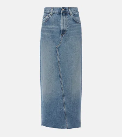 Citizens Of Humanity Circolo Reworked Denim Maxi Skirt In Blue
