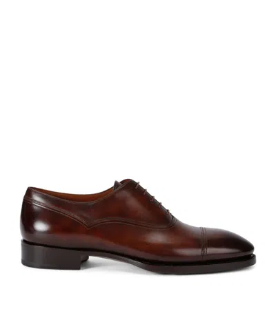 Santoni Leather Oxford Shoes In Brown