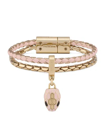 Bvlgari Leather Serpenti Forever Bracelet (size Xs) In Pink