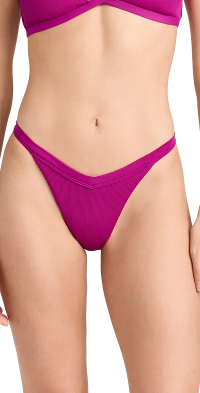 L*space Women's Winona Ribbed Bikini Bottom In Berry