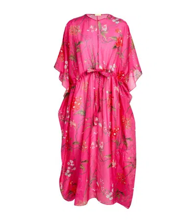 Erdem Floral Print Kaftan Midi Dress In Pink