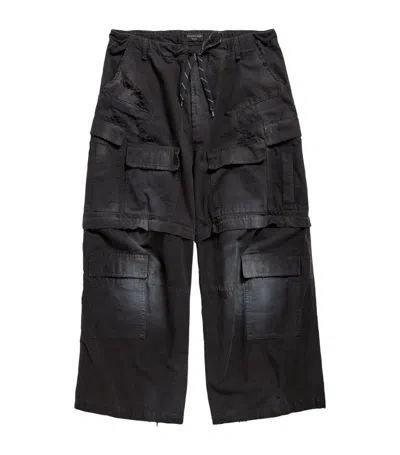 Balenciaga Distressed Cargo Trousers In Black