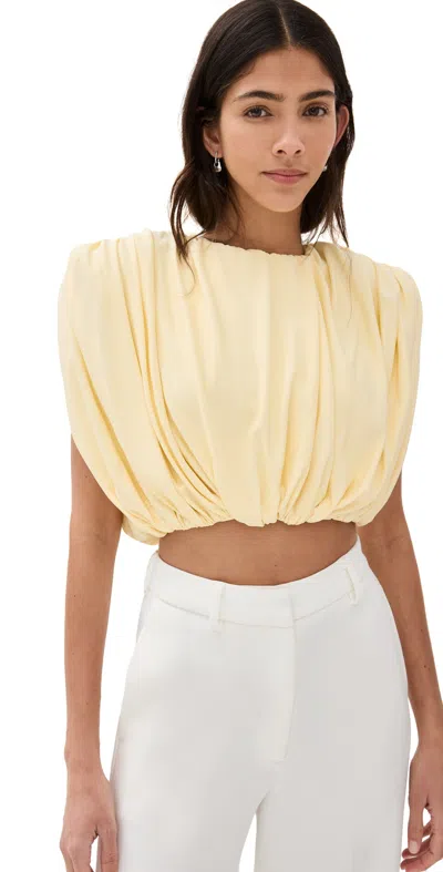 Christopher Esber Womens Butter Monstera Gathered Cropped Woven Top