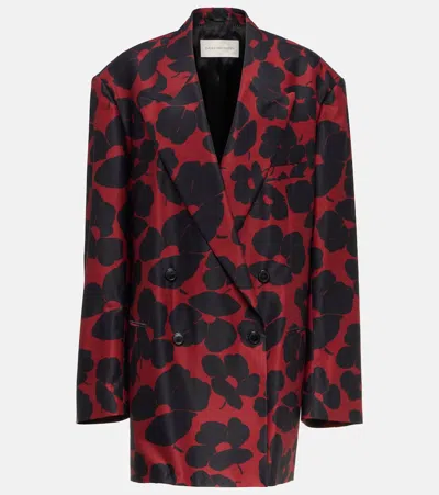Dries Van Noten Floral Double-breasted Blazer In Red