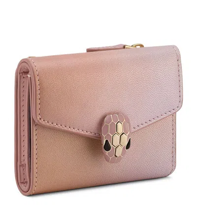 Bvlgari Leather Serpenti Forever Compact Wallet In Pink
