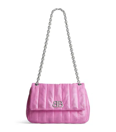 Balenciaga Mini Leather Monaco Shoulder Bag In Pink