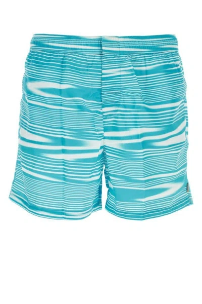 Missoni Artist Stripe-print Swim Shorts In Cyan