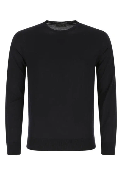Prada Midnight Blue Wool Blend Sweater In Black