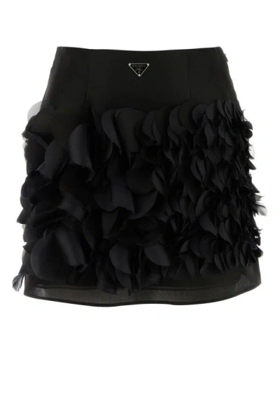 Prada Woman Black Silk Mini Skirt