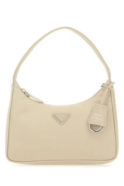 Prada Woman Sand Re-nylon Handbag In Animal Print