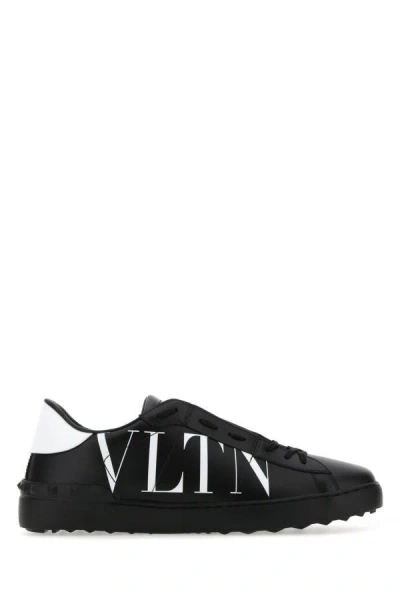 Valentino Garavani Man Black Leather Open Sneakers