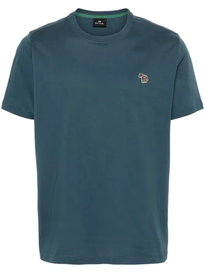 Ps By Paul Smith Zebra Logo Cotton T-shirt In Blue