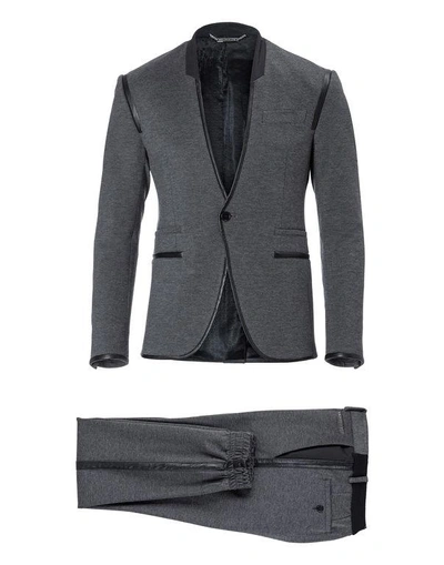 Philipp Plein Suit 2 Pcs "colonel" In Dark Grey/black