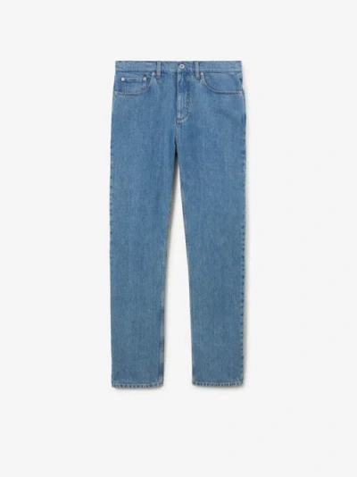 Burberry Logo-patch Slim Jeans In Mid Blue