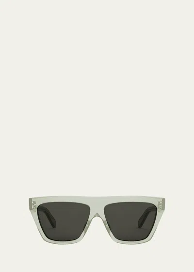 Celine Monochroms Square-frame Acetate Sunglasses In Shiny Light Green