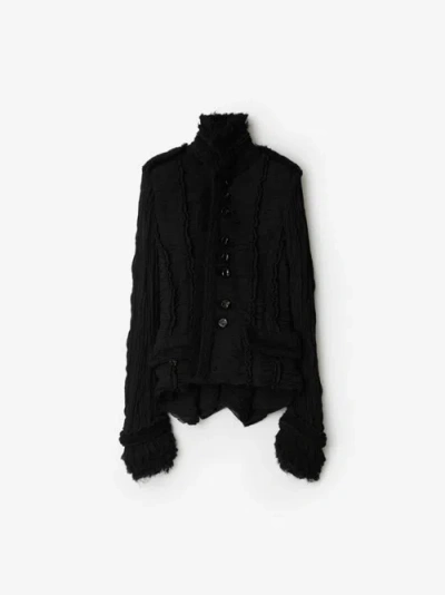 Burberry Pleated Silk Jacket In Black