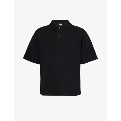 Loewe Logo-embroidered Regular-fit Cotton-piqué Polo In Black
