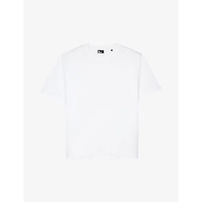 The Kooples Mens White Logo-embroidered Relaxed-fit Cotton T-shirt