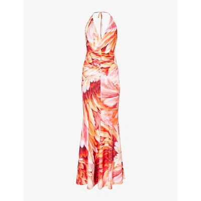 Roberto Cavalli Womens Aragosta Floral-print Halterneck Stretch-woven Maxi Dress
