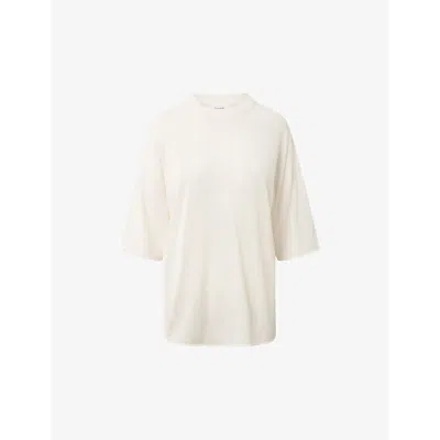 Lovechild Womens Egret Tessa Relaxed-fit Short-sleeve Merino-wool T-shirt