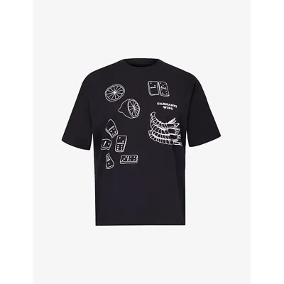 Carhartt Wip Womens Black Lunch Branded-print Organic Cotton-jersey T-shirt