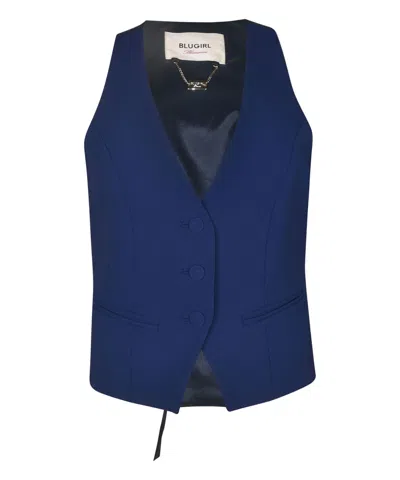 Blugirl Single-breasted Crepe Waistcoat In Blue