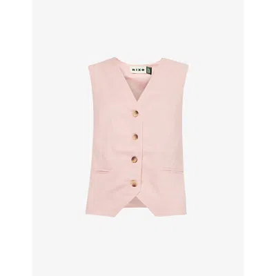 Rixo London Norah Linen And Cotton Vest In Powder Pink