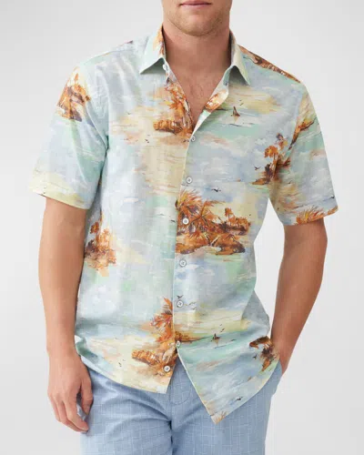 Rodd & Gunn Victoria Avenue Regular Fit Short Sleeve Shirt In Ocean Breeze