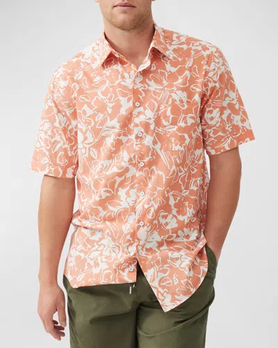 Rodd & Gunn Men's Lanercost Abstract Tropical Sport Shirt In Mandarin