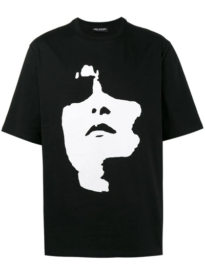 Neil Barrett Graphic Face Print T-shirt In Black - White
