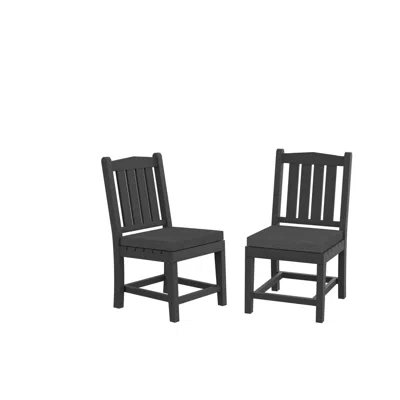 Simplie Fun Hdpe Dining Chair, Gray, With Cushion, No Armrest, Set Of 2 In Black