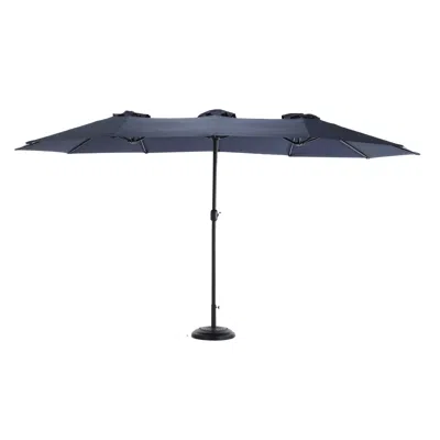 Simplie Fun 14.8 Ft Double Sided Outdoor Umbrella Rectangular Large With Crank ( Navy Blue )