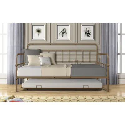 Simplie Fun Metal Frame Daybed With Trundle In Black