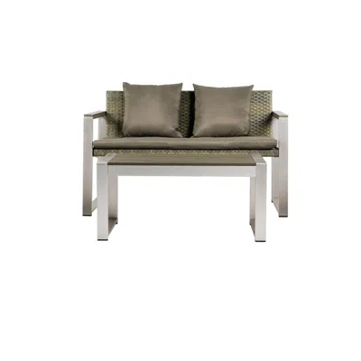 Simplie Fun Full Aluminum Woven Rattan Double Sofa+coffee Table In Green