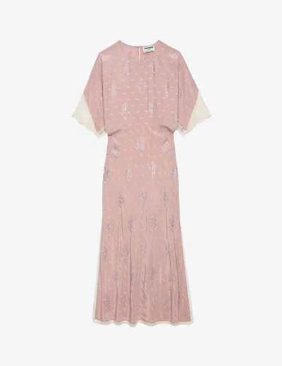 Zadig & Voltaire Zadig&voltaire Womens Primerose Jacquard Crystal-embellished Silk Midi Dress