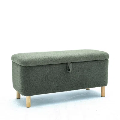 Simplie Fun Basics Upholstered Storage Ottoman And Entryway Bench Green