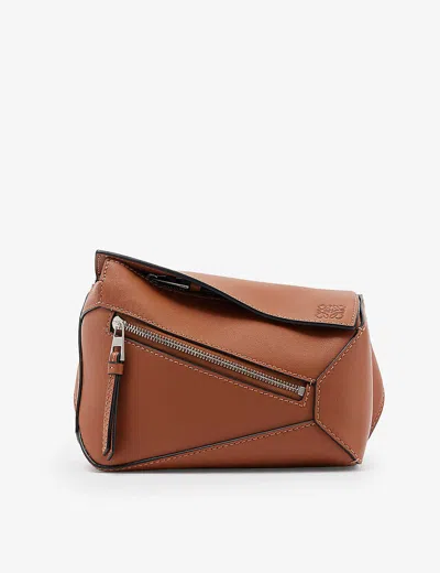 Loewe Mens Tan Puzzle Edge Mini Leather Belt Bag