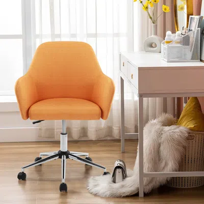 Simplie Fun Home Office Chair, Swivel Adjustable Task Chair Executive Accent Chair With Soft Seat In Orange