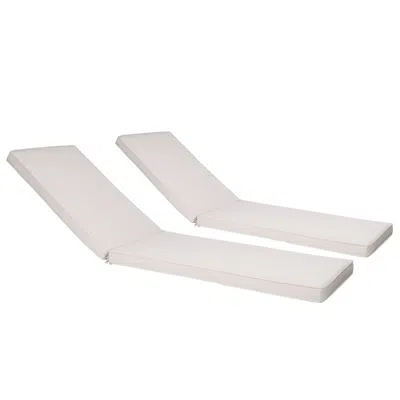 Simplie Fun 2pcs Set Outdoor Lounge Chair Cushion Replacement Patio Funiture Seat Cushion Chaise Lounge Cushion- In White